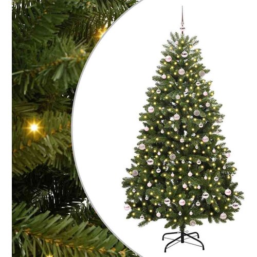 VidaXL Umjetno božićno drvce S LED lampica Zelena 240 cm PVC i metal Slike