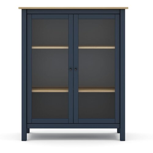 Marckeric Temno modra/naravna vitrina iz masivnega bora 90x110 cm Misti – Marckeric Cene