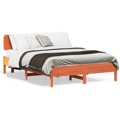 vidaXL Posteljni okvir brez vzmetnice voščeno rjav 140x190 cm borovina Cene