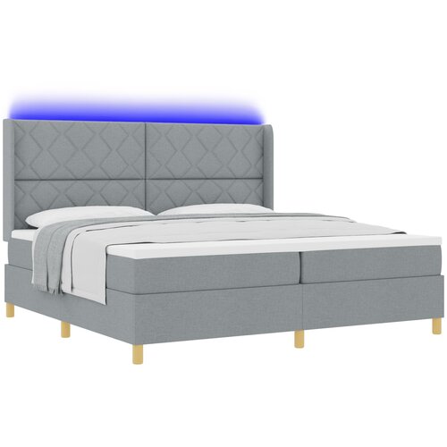 vidaXL Box Spring Krevet s Madracem &amp  LED Svjetlom Svijetlosiva 200x200 cm Tkanina Cijene