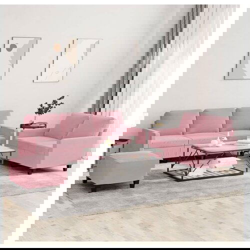 vidaXL 3-dijelni set sofa s jastucima ružičasti baršunasti Cijene