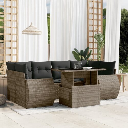 vidaXL 7-dijelni set vrtnih sofa sivi od poliratana Cijene