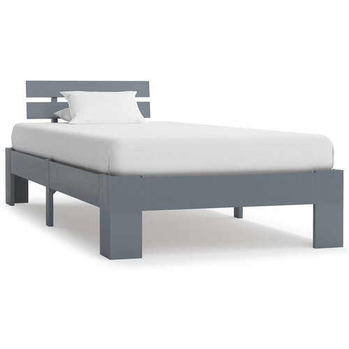 VidaXL Posteljni okvir siv iz trdne borovine 100x200 cm Slike