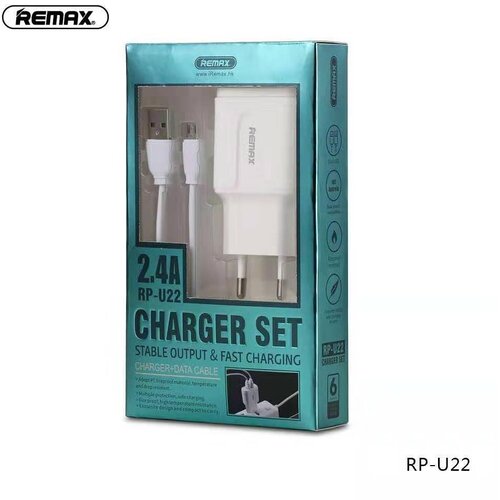 Remax 2.4A Dual USB Charger Set RP-U22 EU Micro Slike