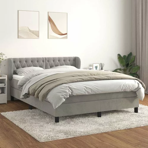  Box spring postelja z vzmetnico svetlo siva 140x200 cm žamet, (20791560)