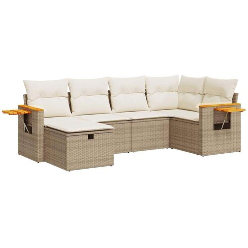 vidaXL 6-dijelni set vrtnih sofa s jastucima bež od poliratana Cijene