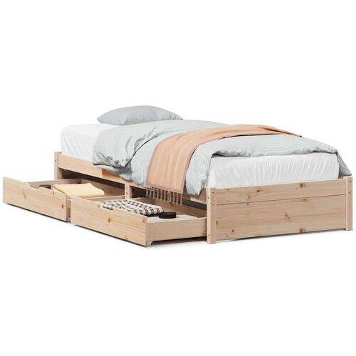 vidaXL Posteljni okvir brez vzmetnice 90x200 cm trdna borovina Cene