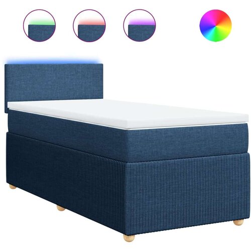 VidaXL Krevet s oprugama i madracem plavi 90 x 200 cm od tkanine Slike