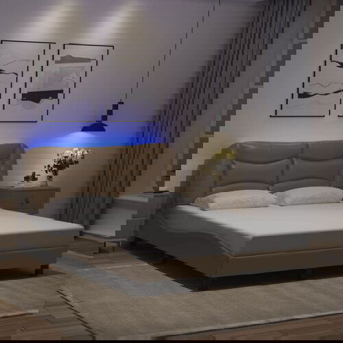 Furnova Posteljni okvir z LED lučkami kapučino 140x200 cm umetno usnje, (21939897) Slike