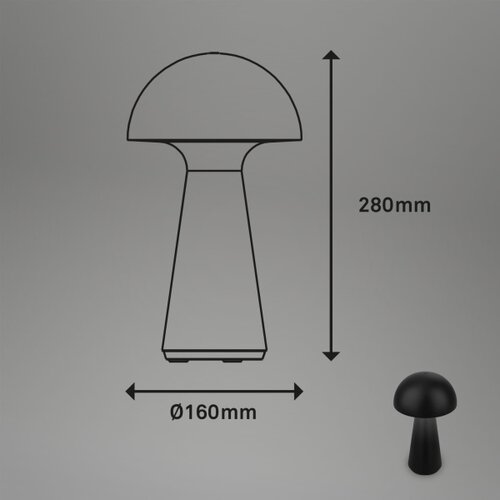 BRILONER LED prigu&amp;scaron;iva, punjiva, dodirna spolja&amp;scaron;nja stolna lampa LED/2,6W/5V 3000K IP44 crna Slike
