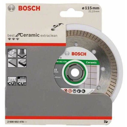 Bosch dijamantska rezna ploča 115 x 22,23 x 1,4 x 7 mm Best for Ceramic Extra-Clean Turbo 2608602478 Slike