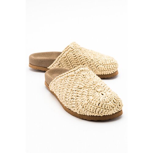 LuviShoes LOOP Beige Knitted Women's Slippers Slike
