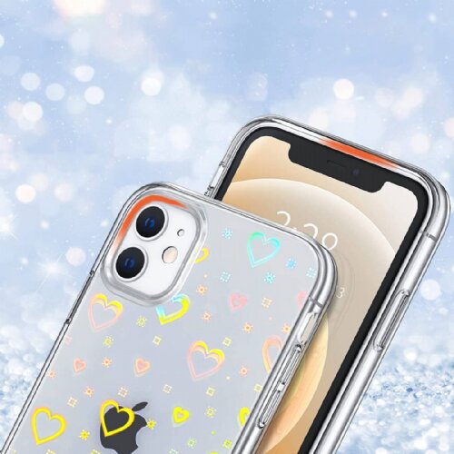 Onasi Clear Case silikonski ovitek Hologram za iPhone 14 Pro Max - prozoren s srčki Slike