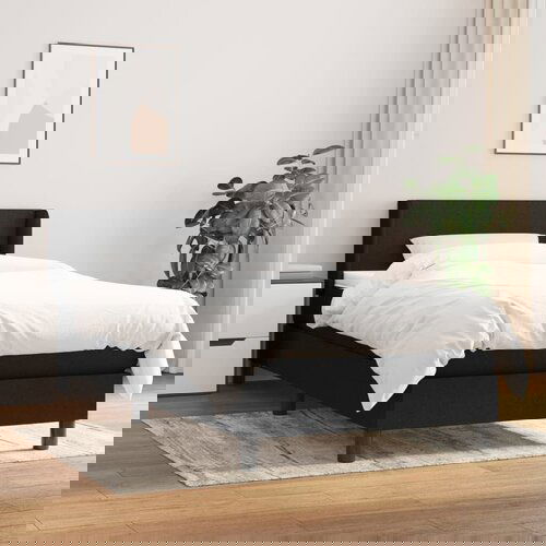 VidaXL Krevet s oprugama i madracem crni 100 x 200 cm od tkanine Slike