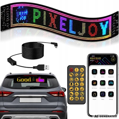 Verk 12484 programabilni RGB LED panel 16 &amp;times; 96, Bluetooth aplikacija + daljinski, 59,5 &amp;times; 12 cm Slike