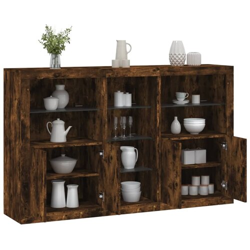  The Living Store Komoda z LED lučkami dimljen hrast 162x37x100 cm - Komoda, (21448467) Slike