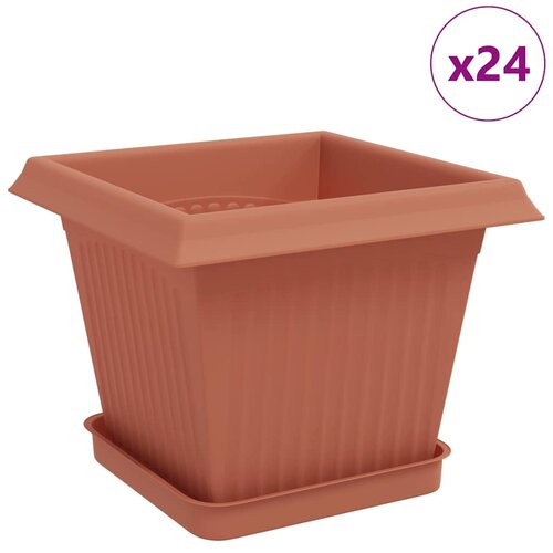 VidaXL Saksije za biljke 24 pcs Crvena cigla 20 x 20 x 16 cm Plastika - Crvena cigla 33 x 33 x 26 cm 24 Slike