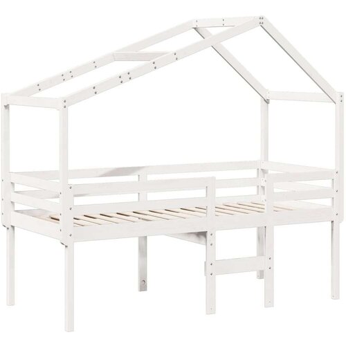 VidaXL Visoki krevet s krovom bijeli 90 x 200 cm od masivne borovine Slike