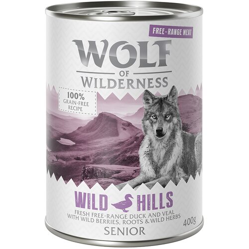 Wolf of Wilderness Senior "Free-Range Meat" 6 x 400 g - Wild Hills - raca & teletina iz proste reje Cene