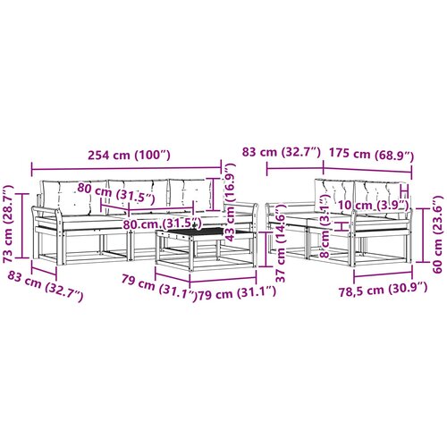  Set vanjskih sofa 6 kom. Bijela i krem Slike
