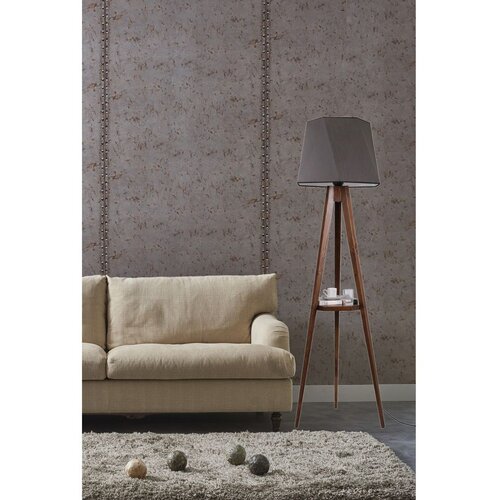 Opviq Sehbalı tripod lambader ceviz altıgen koyu gri abajurlu Dark GreyBrown Floor Lamp Cene