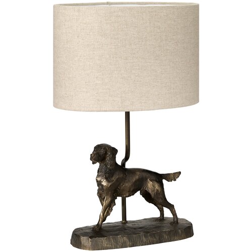 Elstead Lighting Elstead Lightbox Namizna svetilka Rufus Bronzed Patina, kipec psa, ovalni senčnik, (22099474) Slike