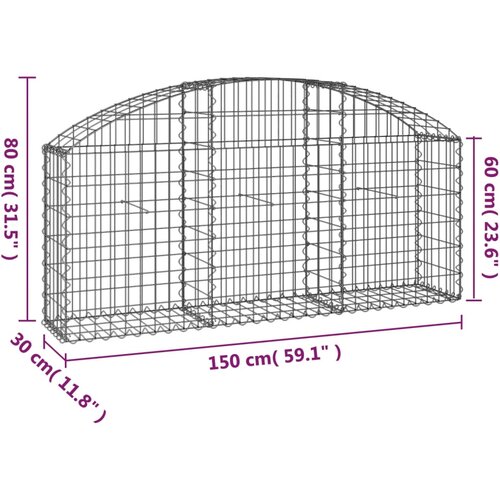  Gabionska ko&amp;scaron;ara s lukom 150x30x60/80 cm pocinčano željezo Slike