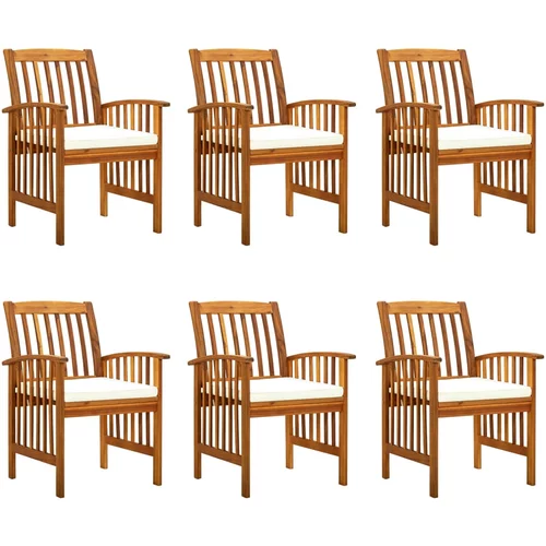 vidaXL Vrtne blagovaonske stolice od drva bagrema 6 kom s jastucima