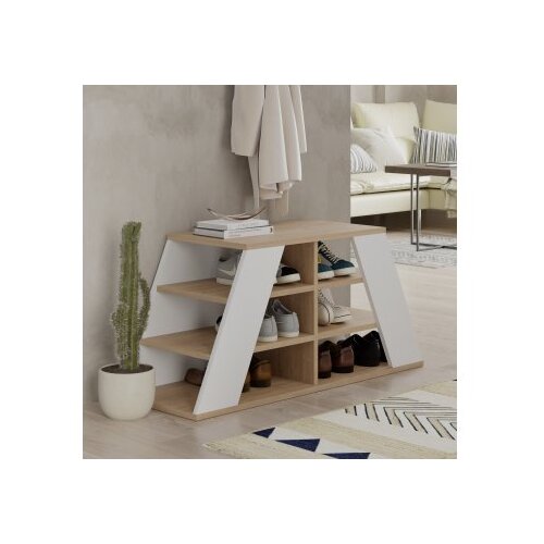 Hanah home pyramid shoe bench - oak, white oakwhite shoe cabinet Cene
