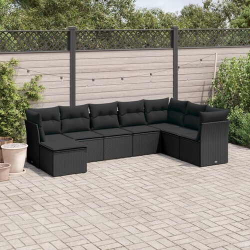 VidaXL 8-dijelni set vrtnih sofa od poliratana s jastucima crni Slike