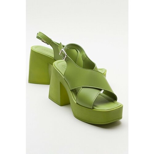 LuviShoes COVA Women's Green Heeled Sandals Slike