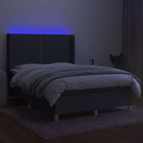  Box spring s madracem LED tamnosivi 140x190 cm tkanina Slike