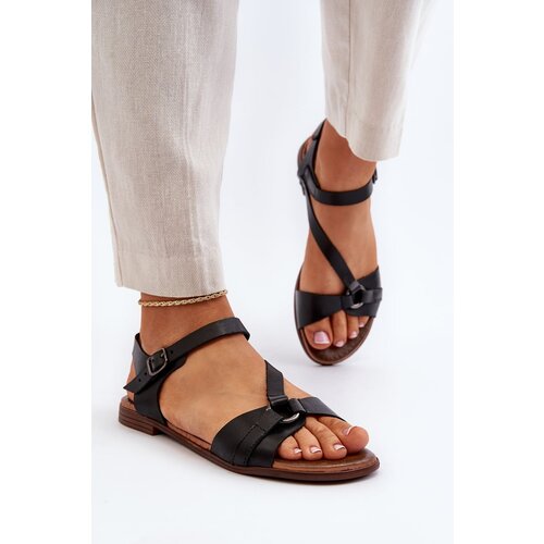 Kesi Zazoo Women's Leather Sandals Black Cene