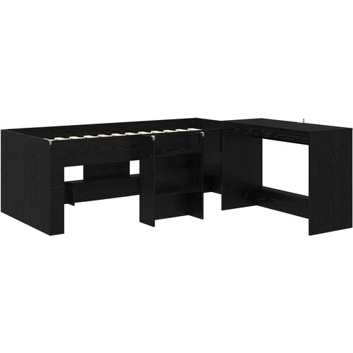  Krevet za djecu s visokim okvirom i stolom 2 kom. Crni hrast Crna 75 x 190 cm Slike