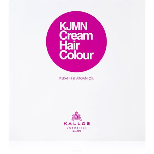 Kallos KJMN Professional Cream Hair Colour Keratin &amp;amp; Argan Oil barva za lase s keratinom in arganovim oljem odtenek 7.35 Medium Golden Mahogany Blond Slike