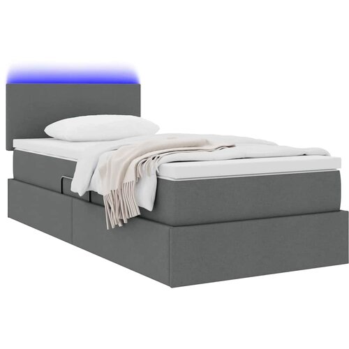  Krevet s prostorom za pohranu s LED-om Tamno siva 90 x 190 cm Slike