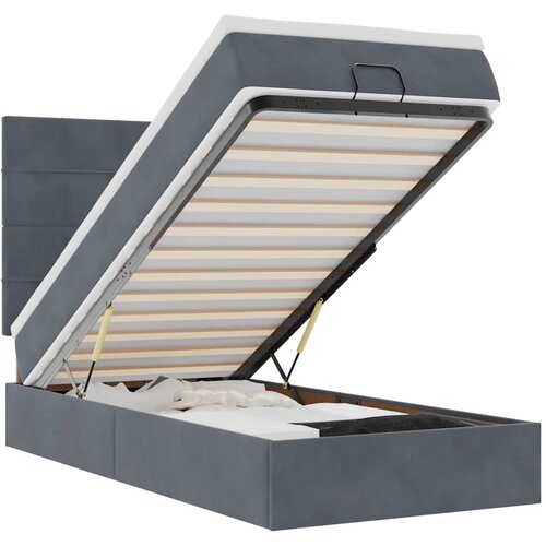 Maison Chic Otomanski Posteljni okvir - Enojna postelja - Postelja za odrasle z vzmetnicami siv 90x190cm žamet-J2102, (21771622) Cene