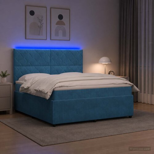  LED okvir za krevet s madracem Plava 140 x 190 cm Bar&scaron;un Cijene