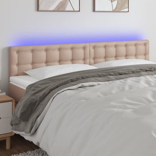 VidaXL LED uzglavlje boja cappuccina 180 x 5 x 78/88cm od umjetne kože Slike
