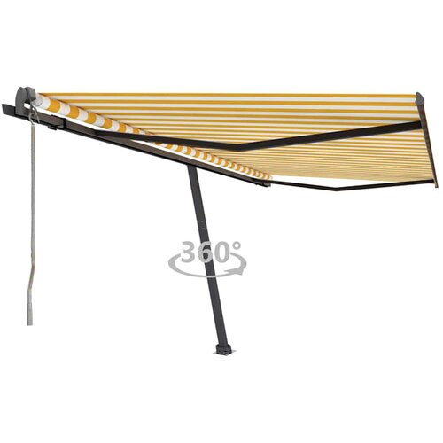 vidaXL prostostoječa avtomatska tenda 400x300 cm rumena/bela Cene