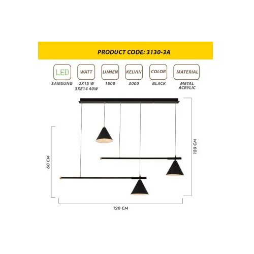 Opviq L1238 - black black chandelier Slike