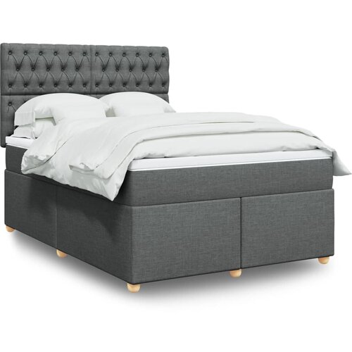 vidaXL Box spring postelja z vzmetnico temno siva 140x200 cm blago Cene