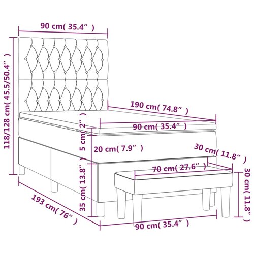 Box spring krevet s madracem tamnosivi 90x190 cm bar&amp;scaron;unasti Slike