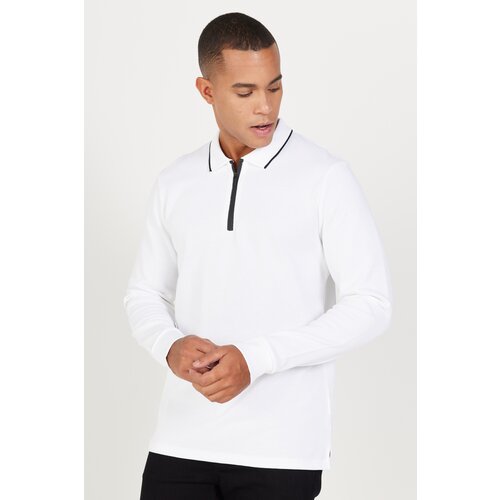 ALTINYILDIZ CLASSICS Men's White Slim Fit Slim Fit Polo Neck 100% Cotton Honeycomb T-Shirt Slike