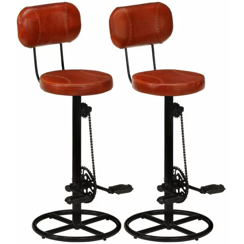  Barski stolčki 2 kosa črno in rjavo pravo kozje usnje, (20817432)