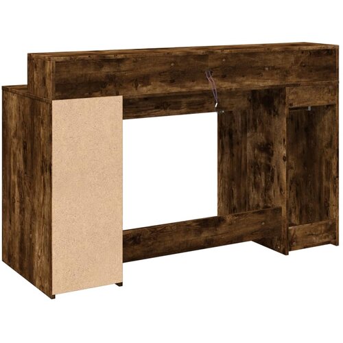  Radni stol s LED svjetlima boja hrasta 140x55x91 cm drveni Slike