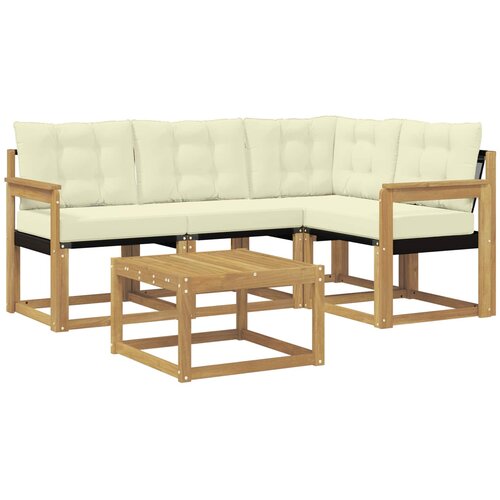 vidaXL Zunanja garnitura za sedenje z blazino 5 pcs Bela in krem, (5000281501) Cene