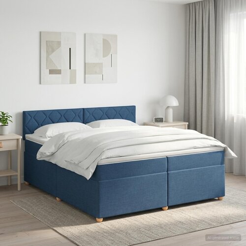  Boxspring krevet s madracem Plava 200 x 200 cm Tkanina Cene