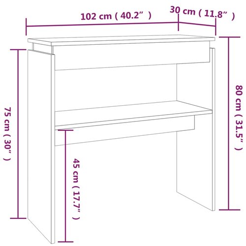  Konzolni stol smeđa boja hrasta 102x30x80 cm konstruirano drvo Slike