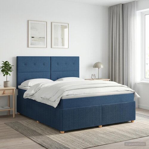 Boxspring krevet s madracem Plava 180 x 200 cm Tkanina Slike